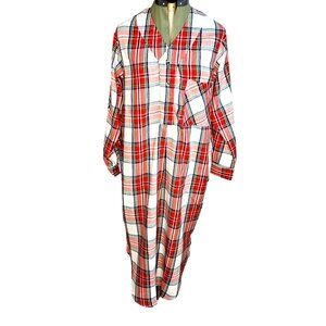 Woman's Andrew Scott cottagecore cozy 100% cotton v neck flannel nightgown S/M